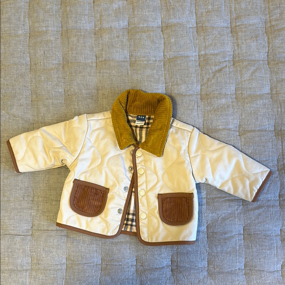 Old Navy Cream and Brown baby chore Jacket